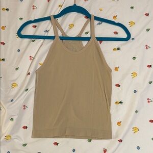 Stylish Beige Ribbed Tank Top